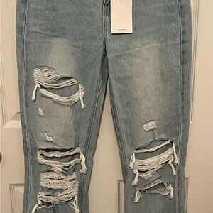 Flying Monkey Ripped Light Blue Boyfriend Jeans